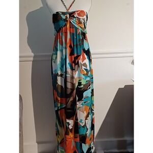 Sievergate Womens Maxi Dress Multicolor Orange Brown Teal Yellow Sz Large